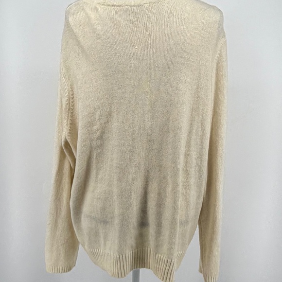 Talbots Womens Ivory Cardigan V-Neck Angora 3X Academia Classic Minimalist Chic - Picture 3 of 15